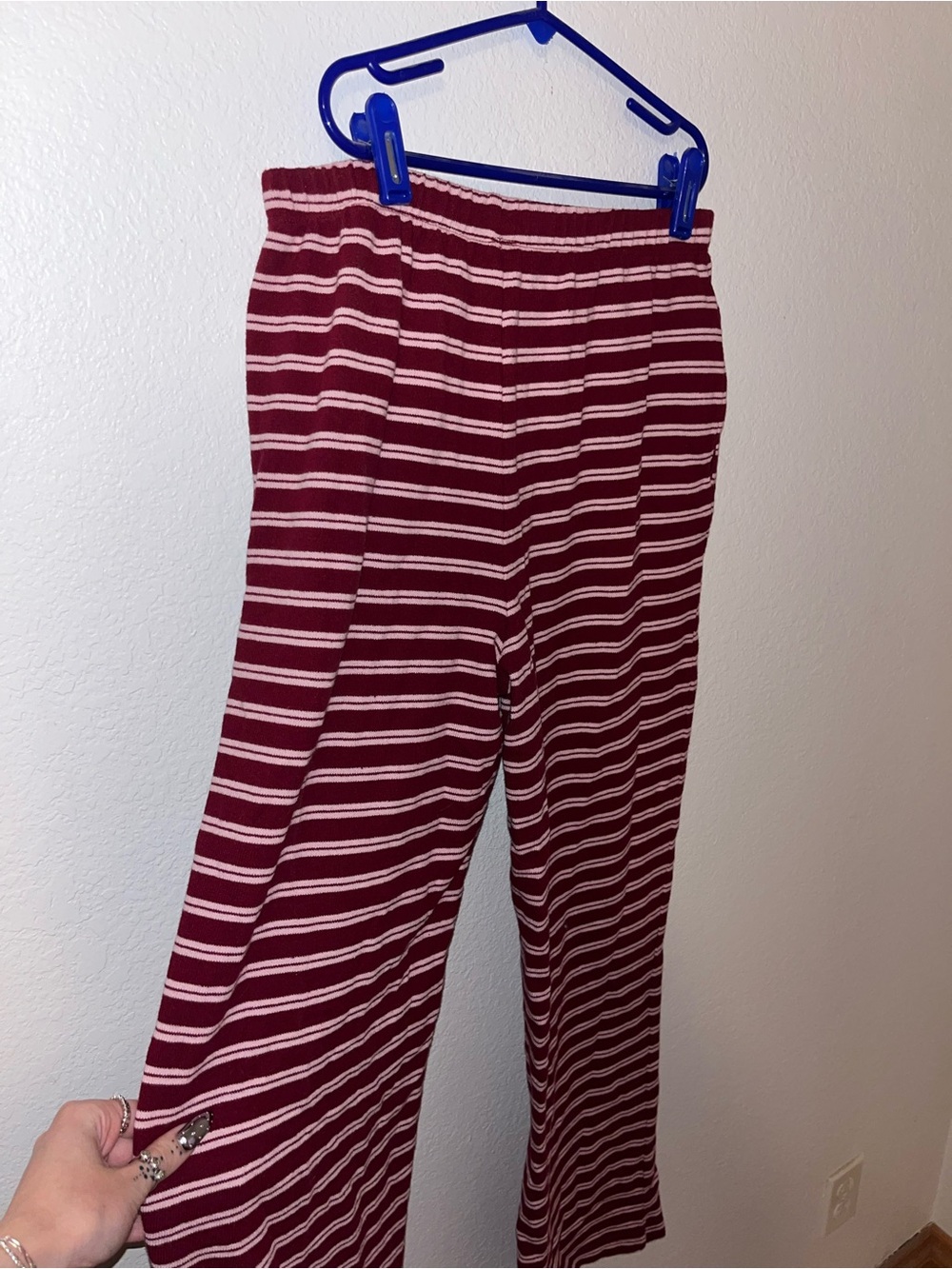 Asos red and white stripped pants